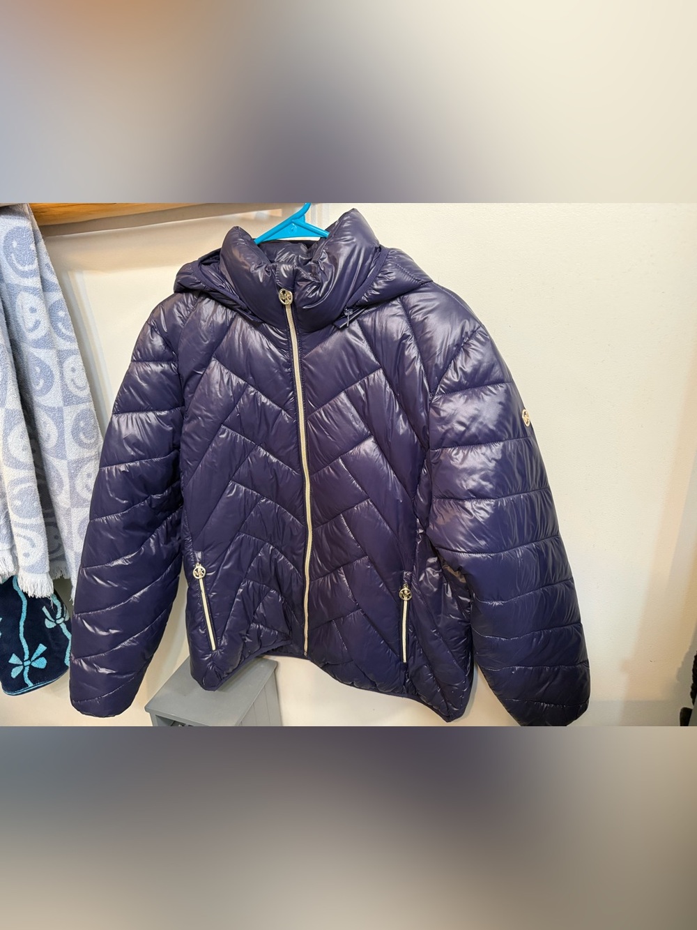 Michael Kors Packable Down jacket puffer Coat, Blue XL